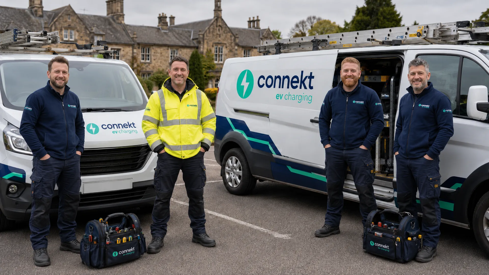 Connekt engineers with their vans on site